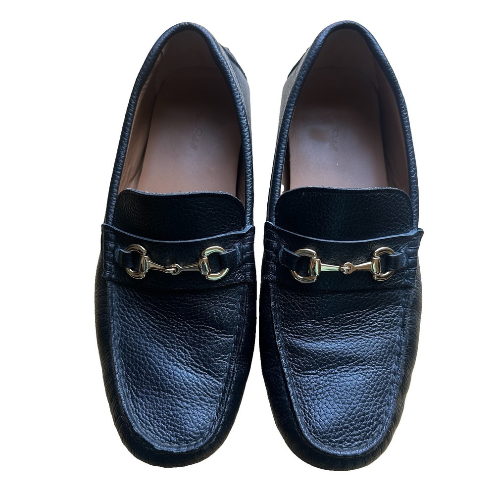 Oliver Cabell Driving Loafer Men's Size 10 US Gold Horsebit Black Pebble Leather